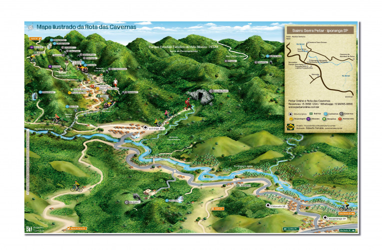 Mapa das Cavernas do PETAR e Iporanga-SP - Rota das Cavernas