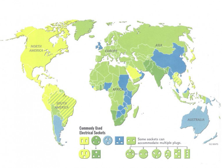mapa de tomadas pelo mundo